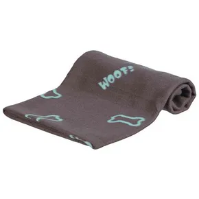 Fleecedecke BEANY 100x70cm – grau mit blauen Würfeln